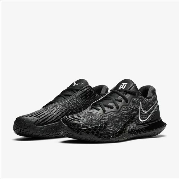 BLACK Nike Air Zoom Vapor Cage 4 HC Rafa Nadal x Tiger CD0424-005 Tennis Shoe 10 - Picture 3 of 8